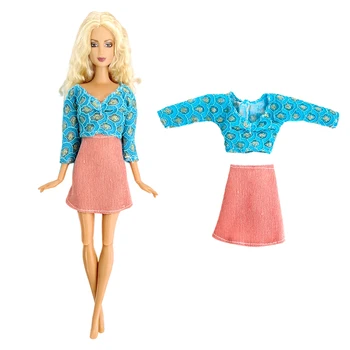 Новое кукольное платье, 1 шт., Синяя кружевная рубашка, модная розовая юбка, современная одежда для куклы Барби, аксессуары, 1/6 кукольных нарядов, Игрушки