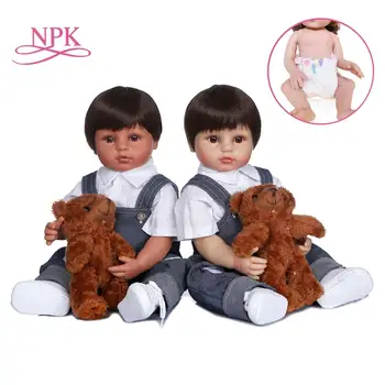 NPK 55 СМ Мальчик со штанами reborn todder двухцветная кожа реалистичная настоящая мягкая на ощупь силиконовая для всего тела мальчик
