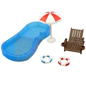 Милое мини-украшение для плавания, имитирующее бассейн, Кольцо для плавания, Пляжный стул, Набор детских игрушек для игр, украшение для дома.