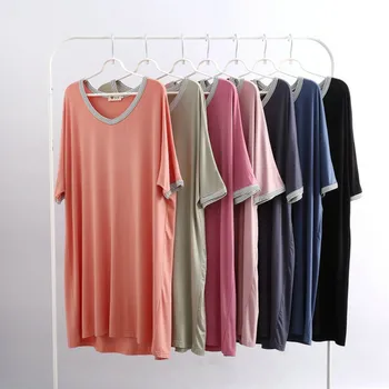 Fdfklak Modal 2021, Женская пижама с короткими рукавами, Ночные рубашки, Летнее Тонкое Свободное платье для сна средней длины