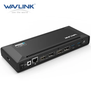 Универсальная док-станция Wavlink С Подачей питания Displaylink Dual 4K Single 5K С двумя портами USB-C Для Windows и Mac OS