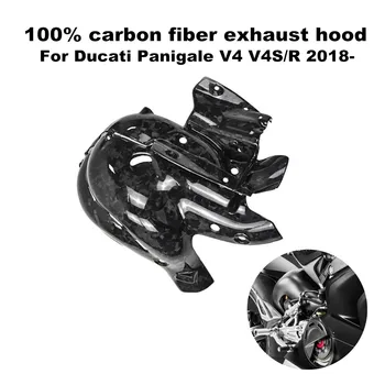 Подходит для Ducati Panigale Streetfighter V4 V4S/R 2018- Защитная крышка выхлопной трубы мотоцикла из 100% углеродного волокна 3K