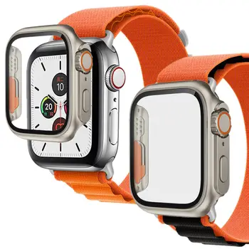 Ремешок с нейлоновой петлей + чехол PC Mod для Apple Watch Серии 8 7 6 5 4 SE Секундная Замена на Ultra 49mm