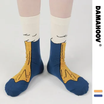 DAMAHOOV Nanjing Duck, забавный милый мультфильм-пародия, носки с жареной уткой, пара удобных носков из чистого хлопка средней длины