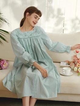 Ночная рубашка из 100% хлопка с цветочным принтом для девочек ночное платье Женская пижама Зимняя одежда для сна для девочек