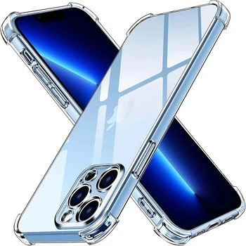 Толстый Прозрачный Ударопрочный Силиконовый Чехол Для Телефона iPhone 13 11 12 14 Pro Max SE 2 3 XR X 6 7 8 Plus Чехол Для Защиты Объектива Задняя Крышка