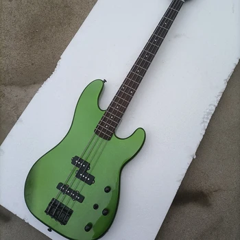 4 Струнная зеленая электрическая бас гитара с настраиваемым грифом из розового дерева