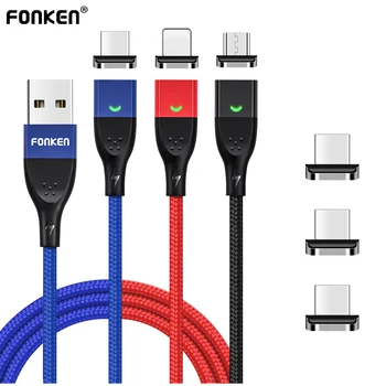 Магнитный Кабель Fonken Micro USB Type C для iphone 14 pro max Зарядное Устройство USBC Magnet Fast Charging cabo usb tipo c для xiaomi 13 pro
