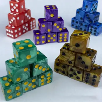 10шт 6-сторонние кубики D6 Набор многогранных кубиков для вечеринок, игровые кубики для вечеринок, сувениры для вечеринок, Шестигранные игровые кубики для учебных пособий по математике