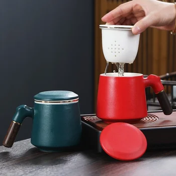 Керамическая офисная чашка набор из трех предметов Кружка для разделения чая персональная чашка для чая бизнес подарочная компания