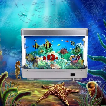 Искусственная Тропическая рыба Дельфин Аквариум Декоративная лампа Виртуальный Океан в движении Освещение Движущийся Светодиодный Аквариум Украшение Пейзаж