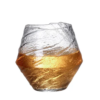 Стакан для виски Неправильной формы с виски-камнем, Стеклянный стакан ручной работы, рисунок, Морщины, Виски, Коньяк, Бокалы для бренди, Стакан XO