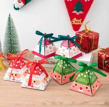 30 шт. / лот Корейская креативная коробка для упаковки рождественских подарков, Коробка для упаковки Рождественских конфет, складная подарочная коробка, Треугольная коробка для выпечки