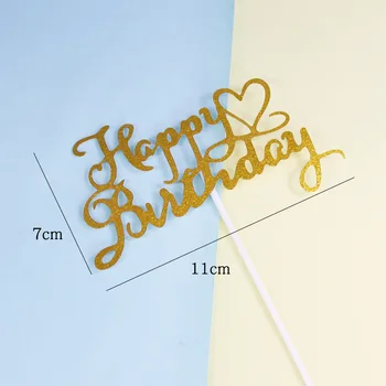 10 шт. Бумажный топпер для торта, золотые топперы для торта с Днем рождения для детей, украшения для торта на день рождения, празднование десерта на день рождения 