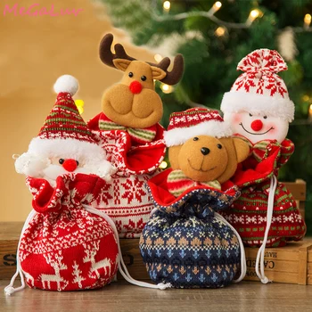 Сумки для рождественских подарков, сумка для яблок, Снеговик, Санта, Лось, медведь, кукла, Рождественский чулок, орнамент, украшения для дома, Рождество, Навидад, Новый год