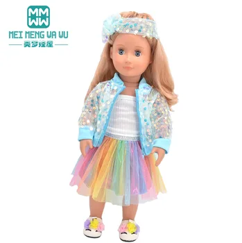 Одежда для куклы, подходящие аксессуары для американской куклы 18 дюймов, модная куртка, юбка с блестками, газовая юбка в подарок девушке