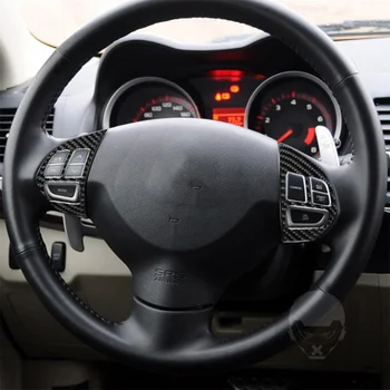 2шт для 08-15 Mitsubishi Lancer Кнопка рулевого колеса, декоративная наклейка из углеродного волокна