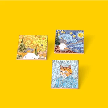 Эмалевые булавки Morkopela Van Gogh Sunflower The Scream, знаменитое искусство, картина маслом, броши, значки на лацканах, булавки, ювелирные изделия, подарки для друзей