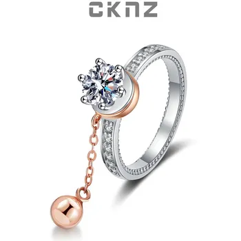 Сертифицированное кольцо из серебра 925 пробы с бриллиантом из настоящего муассанита для женщин, Одиночная серия роскошных ювелирных изделий CKNZ