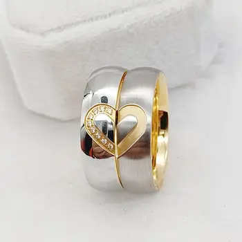 Оптовые наборы обручальных колец для пар для мужчин и женщин, модные ювелирные изделия из 14-каратного золота с покрытием cz Promise Finger Ring
