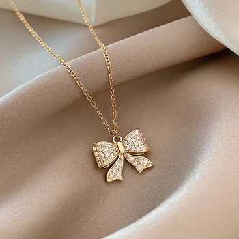 Дизайнерское ожерелье Женское ожерелье с цирконом, модная корейская версия подвески с бабочкой