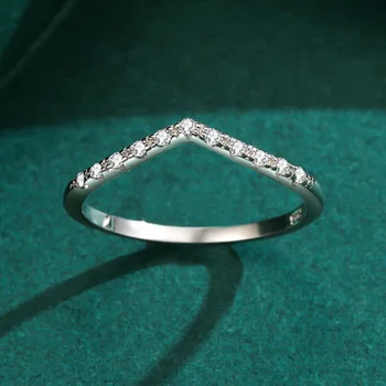 CYJ Европейское кольцо из стерлингового серебра 925 пробы V-образной формы Pave CZ, Наращиваемая лента для женщин, день рождения, свадьба, изысканные ювелирные изделия