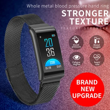 Новый Мужской Женский цельнометаллический браслет из нержавеющей стали Bluetooth Smart Bracelet, спортивный браслет, Пульсометр, Калорийность, Водонепроницаемая сигнализация
