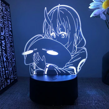 В тот Раз я Перевоплотился в Аниме-Фигурку Slime Rimuru Tempest 3d Led Лампа Для Спальни Manga Night Lights Детский Подарок