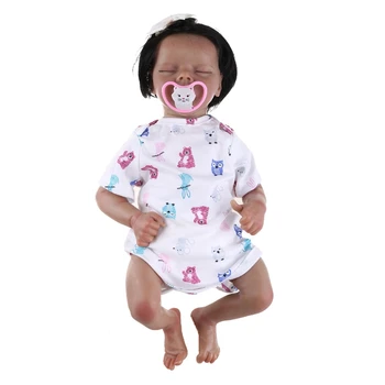 реалистичная кукла 49 см, спящая девочка с закрытыми глазами, мягкий виниловый силикон, темно-коричневый цвет кожи, Милый новорожденный мальчик, игрушка в подарок для детей