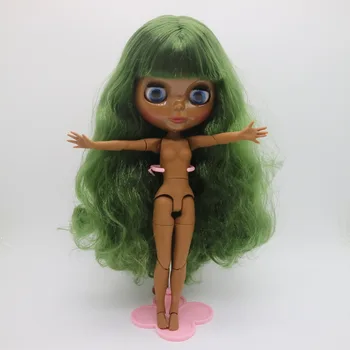 Совместное тело обнаженной куклы Блит с темной кожей и зелеными волосами модная кукла фабричная кукла