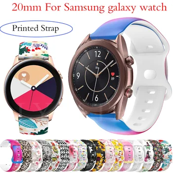 Печатный Ремешок Для Samsung Galaxy Watch Active 2 40 44 мм 3 41 мм Спортивный Браслет На Запястье Сменный Ремешок Для Часов 20 мм Ремешок Для Часов