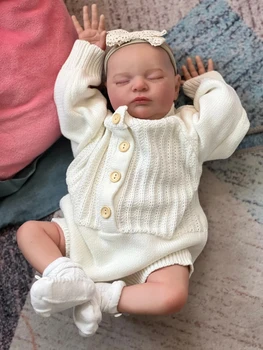 19-дюймовая кукла Laura Reborn Baby, новорожденная, спящая, Мягкое, приятное тело, реалистичная 3D-кожа с видимыми венами, высококачественная кукла ручной работы