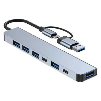 USB-док-станция премиум-класса Compact Type-C Hub 7 в 1 USB3.0 Интерфейс Type-C разветвитель Адаптер-концентратор Компьютерные аксессуары
