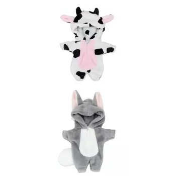 2 шт., милый костюм животного коровы и волка, одежда для куклы OB11 1/12 BJD, игрушки с рисунком 4,3 дюйма (11 см), аксессуары