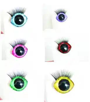 50 ПАР 3D кукольных глаз с блестками для зрачков 28x23 мм 20x23 мм Овальные прозрачные игрушечные глаза безопасности с ЧЕРНЫМ ПОДДОНОМ ДЛЯ РЕСНИЦ С ШАЙБОЙ-Q10